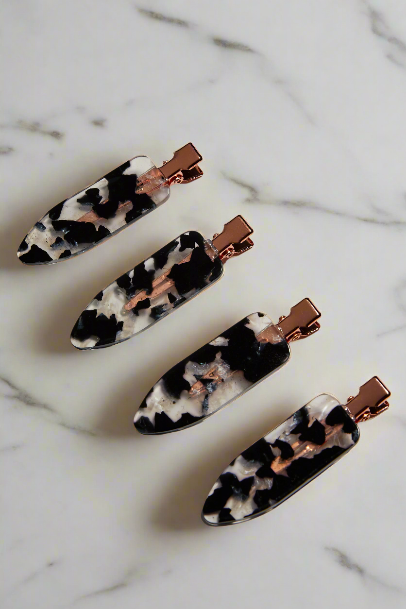 Creaseless Clips Set Black Terrazzo