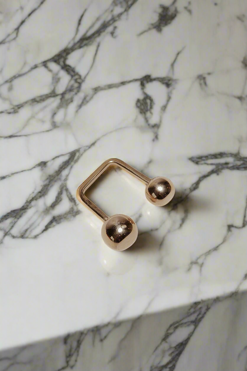 Brass Ring Moon Sphere Double Ball Adjustable