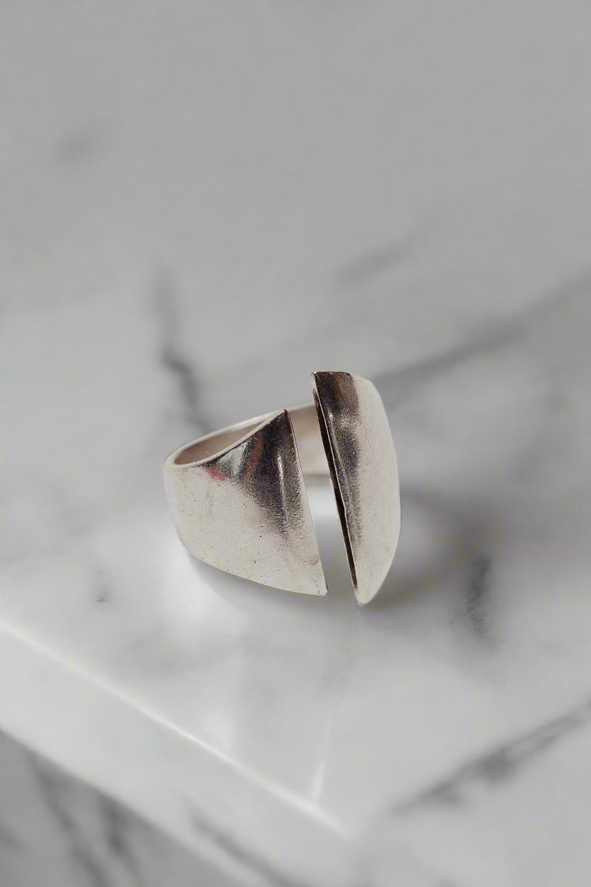 Silver Ring Open Modern Handmade
