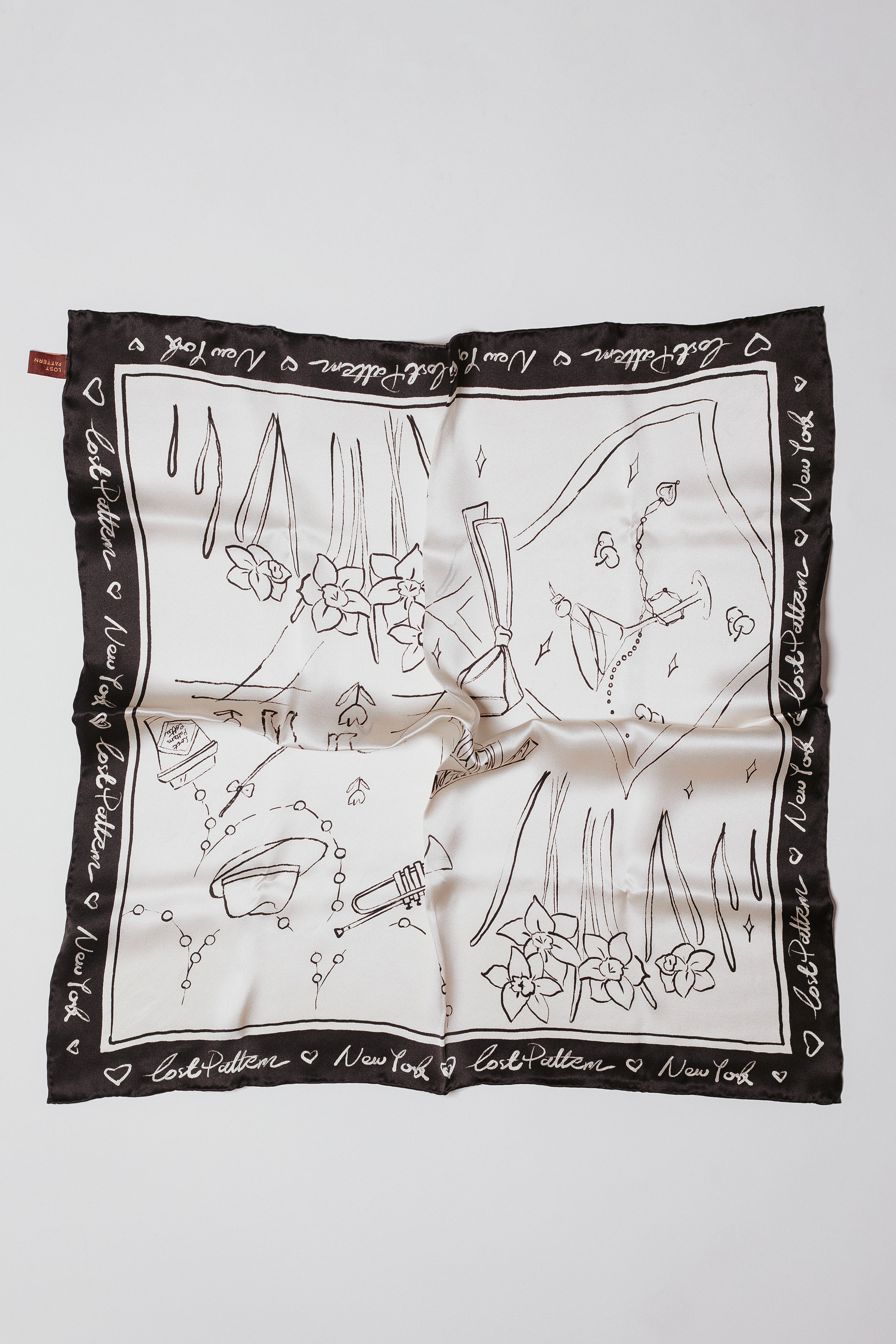 "New York in Sketches" Silk Scarf - Black & White
