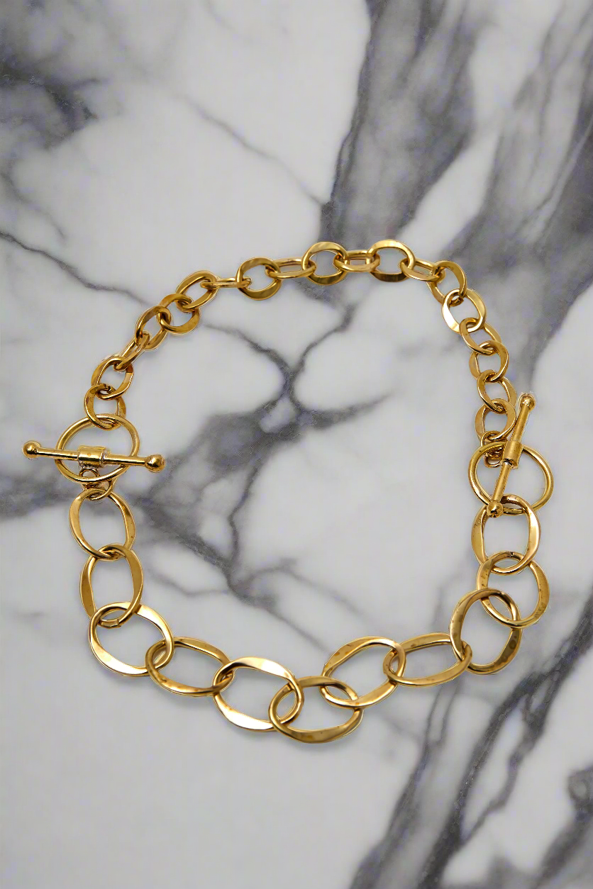 Chain Link Brass Infinity Choker Necklace