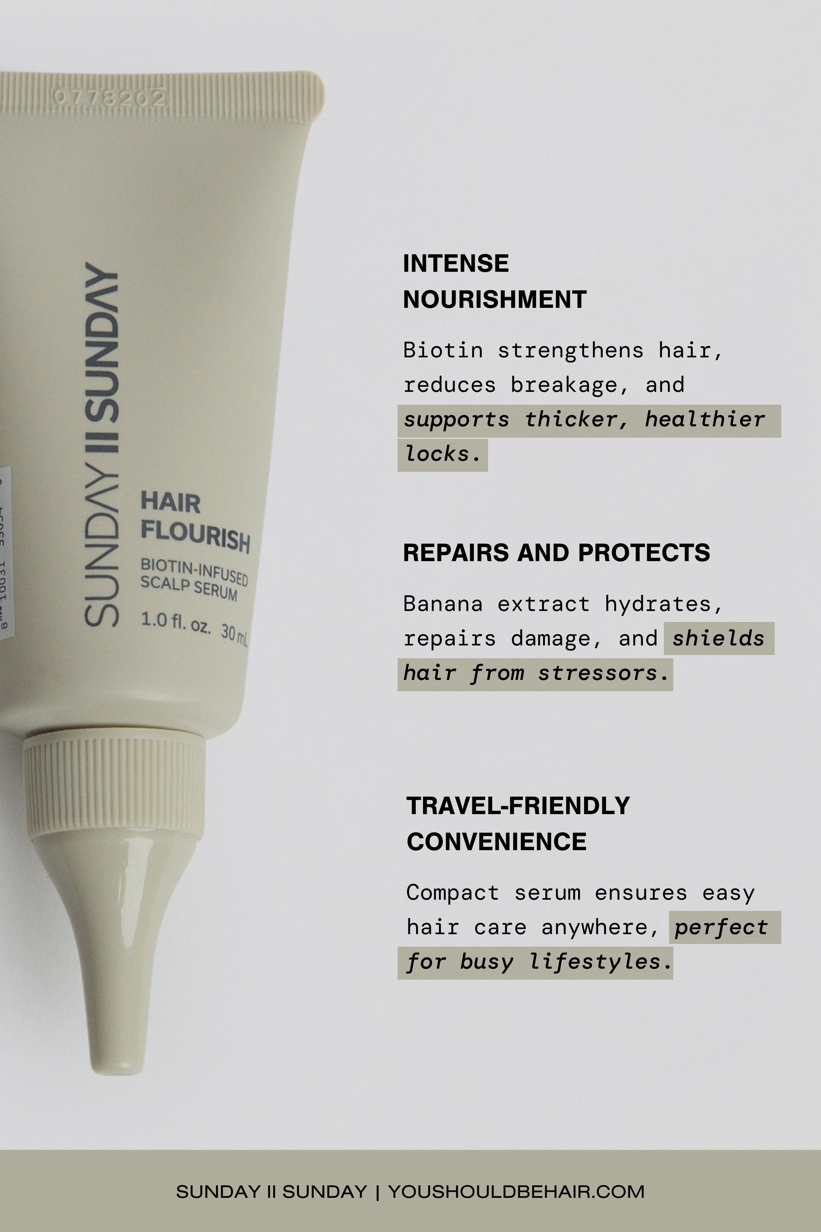 Travel Hair Flourish Daily Nourishing Serum with Biotin and Banana Extract