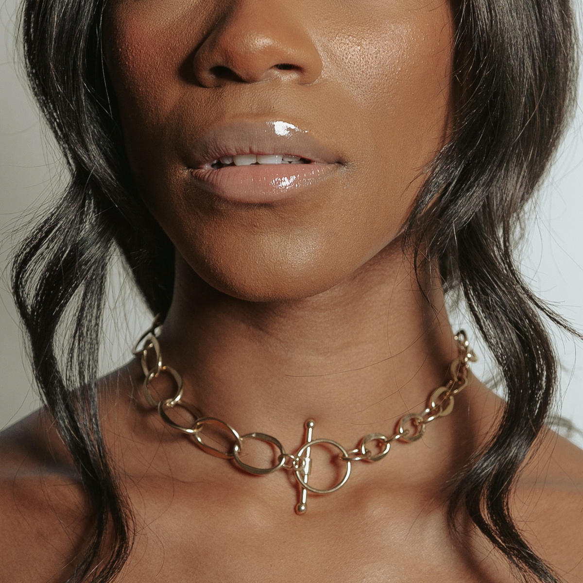 Bisjoux Chain Link Brass Infinity Chain Choker Necklace