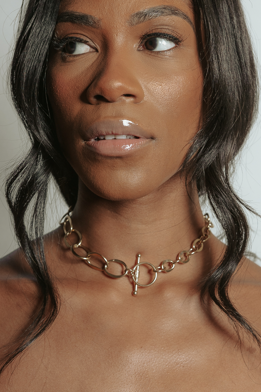 Chain Link Brass Infinity Choker Necklace