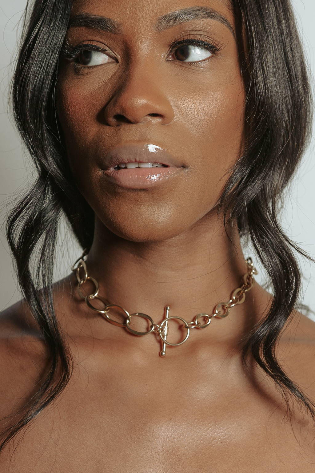 Bisjoux Chain Link Brass Infinity Chain Choker Necklace