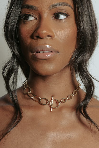 Chain Link Brass Infinity Choker Necklace