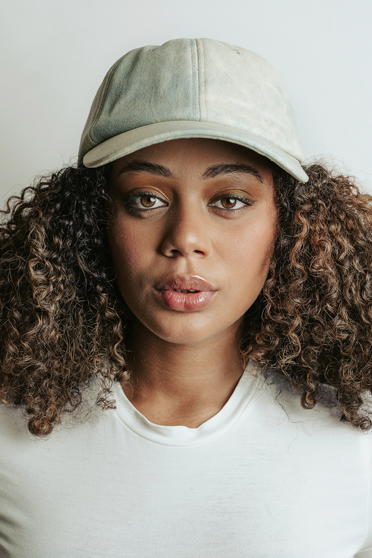 Faded Denim Bow Embellished Denim Baseball Cap