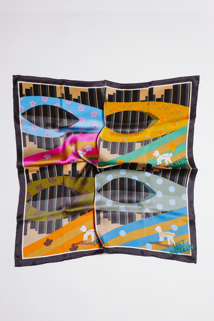 Seasons in the Park Silk Scarf Black