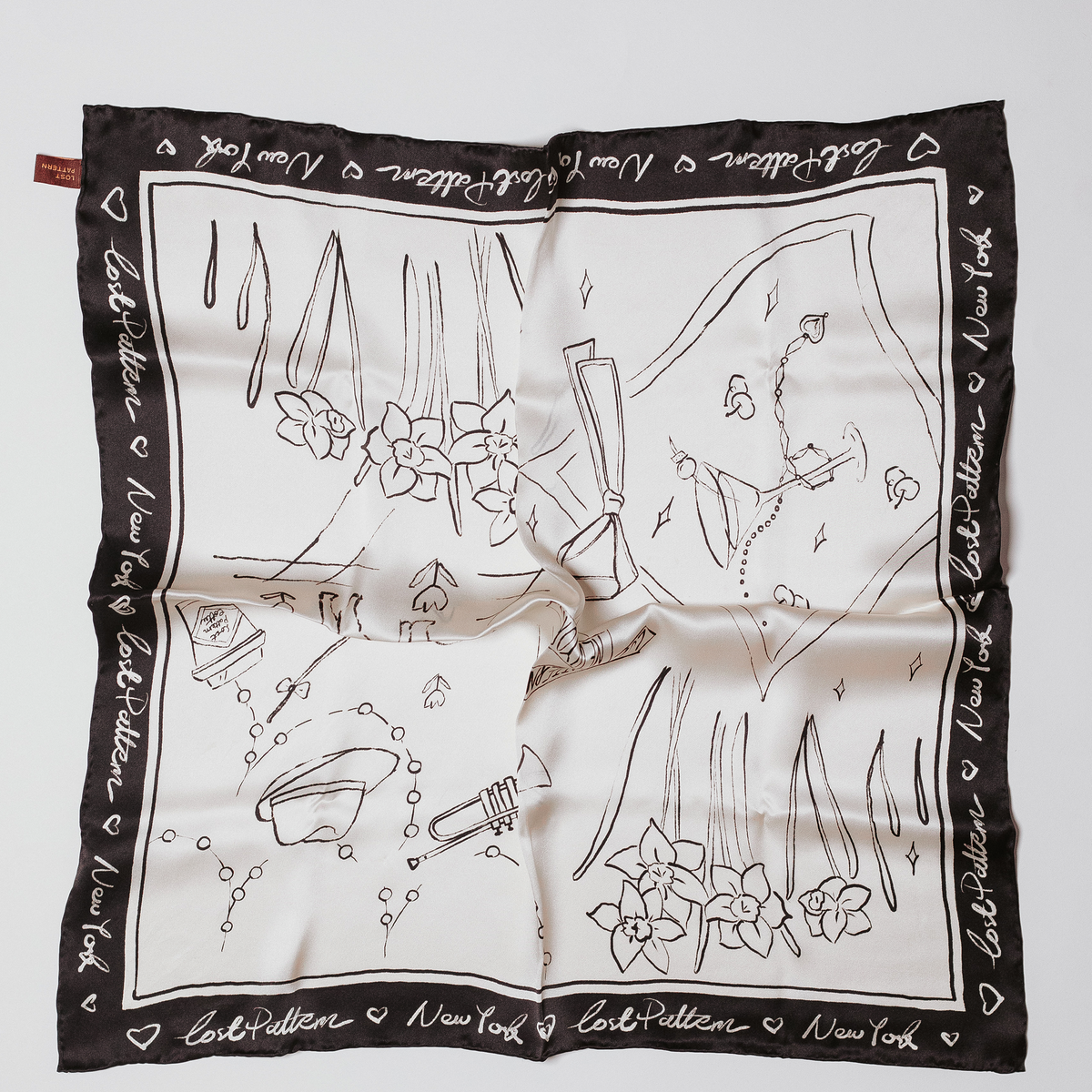 ANCELLM26ss HAND-DRAWN SILK SCARF(CREAM） lpscarf4.png?crop=center&