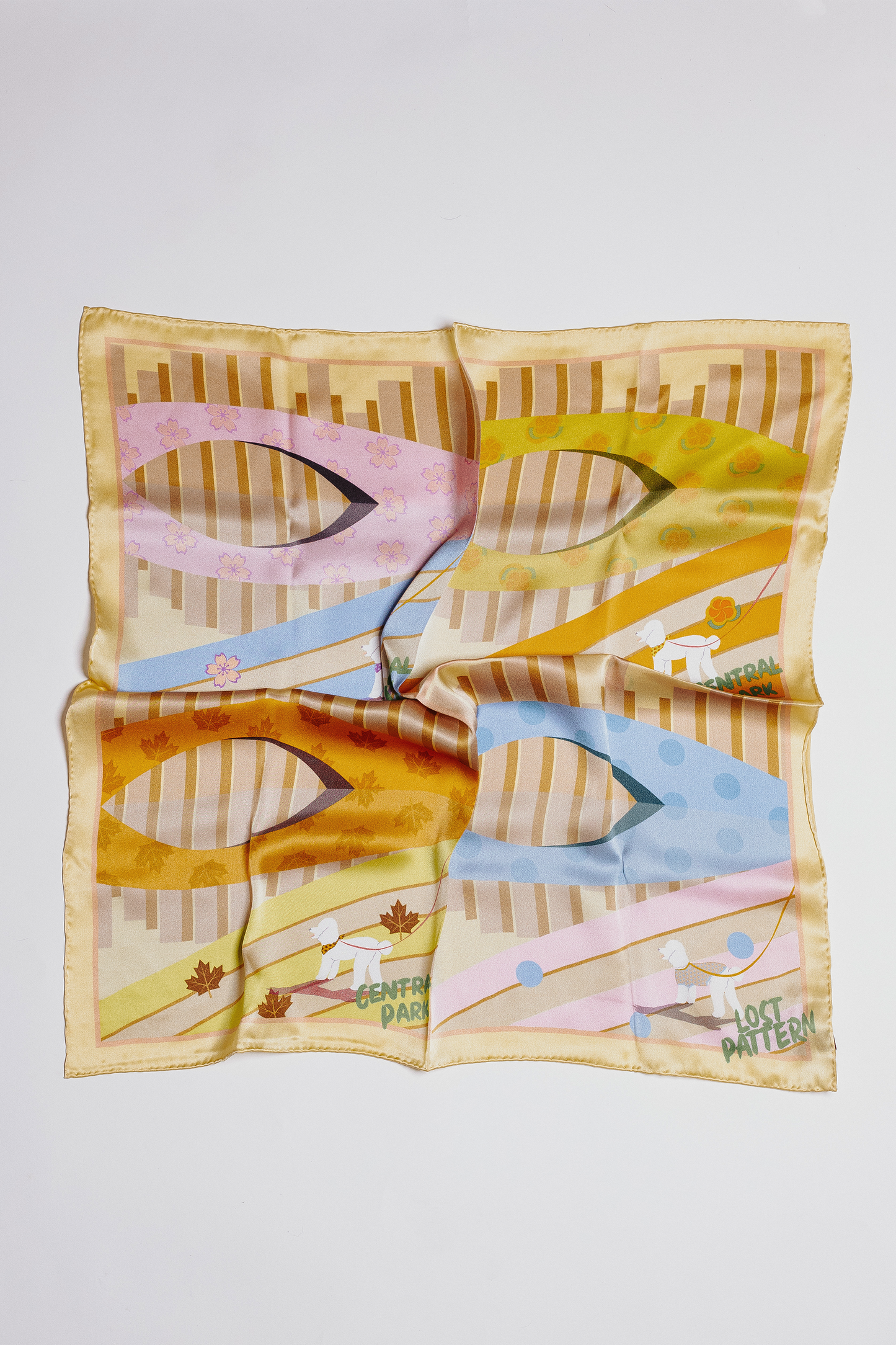 Seasons in the Park Silk Scarf Yellow