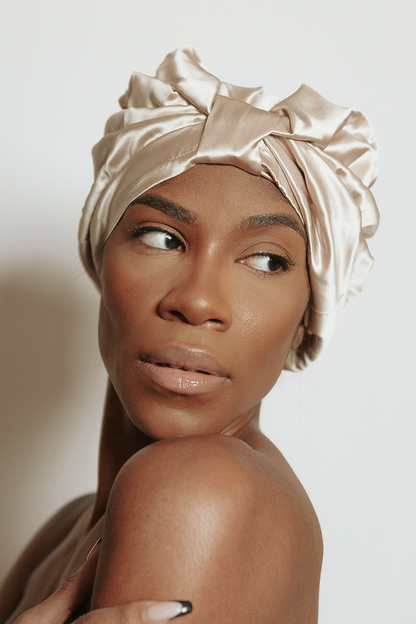 Organic Silk Hair Turban Champagne